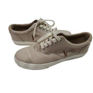 Polo Ralph Lauren Vaughn Sneaker Shoes Men's Size 8.5 Beige Canvas